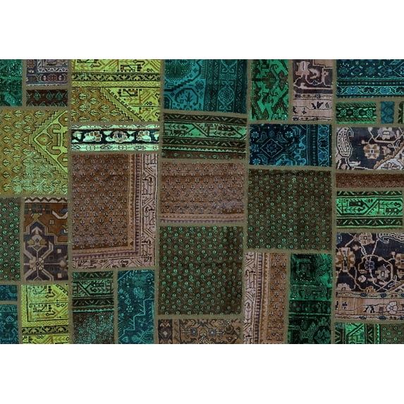 Ahgly Company Machine Washable Indoor Rectangle Oriental Turquoise Blue Modern Area Rugs, 7' x 9'
