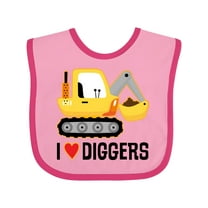 Inktastic Construction Truck I Love Diggers Boys or Girls Baby Bib