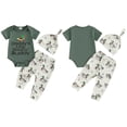 thumbnail image 4 of Okbabeha Newborn Baby Boys Clothes 0-18M Cotton Letter Print Pant Set Infant Bodysuit Romper+Pants+Hat 3PCS, 4 of 8
