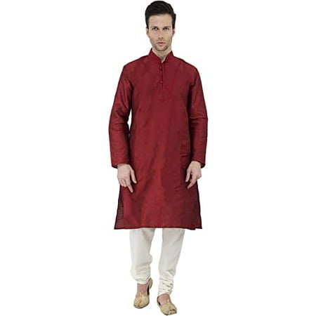 

Royal Kurta Mens Silk Woven Kurta Churidar (42 Maroon)