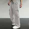 thumbnail image 2 of Dwelliawo Men's Casual Cargo Pants Baggy Hiking Straight Leg Pants Loose Fit Fashion Cargo Pants Loose Fit Casual Pants Trousers with Multi Pockets Gray XL, 2 of 4