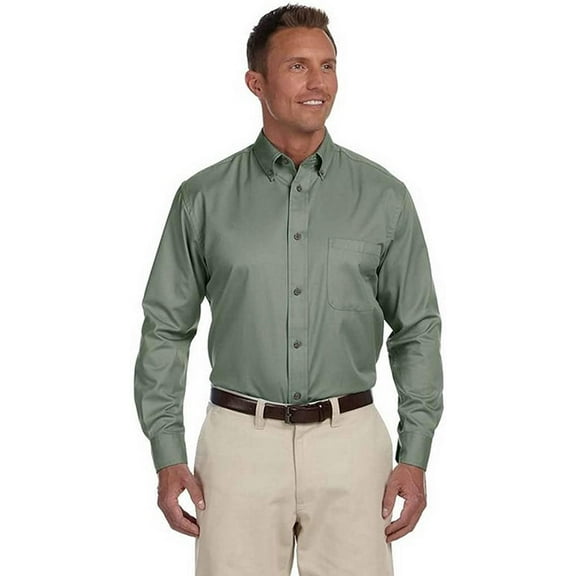 M500 Harriton Mens Easy Blend Twill Shirt Dill XL