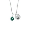 thumbnail image 2 of Delight Jewelry Silvertone 3-D Frosted Green Resin Ornament with Crystals Silvertone Script Initial Disc - S - Charm Necklace, 20"+3", 2 of 4