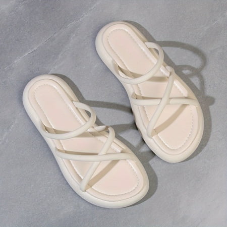 

Solid Color Slide Sandals Lightweight Open Toe Slip On Flat Shoes Women‘s Casual Summer Shoes