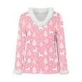 thumbnail image 5 of larppty Women's Faux Fur Trim V-Neck Sweater | Festive Christmas Graphic Long Sleeve Holiday Top (Pink, L), 5 of 5