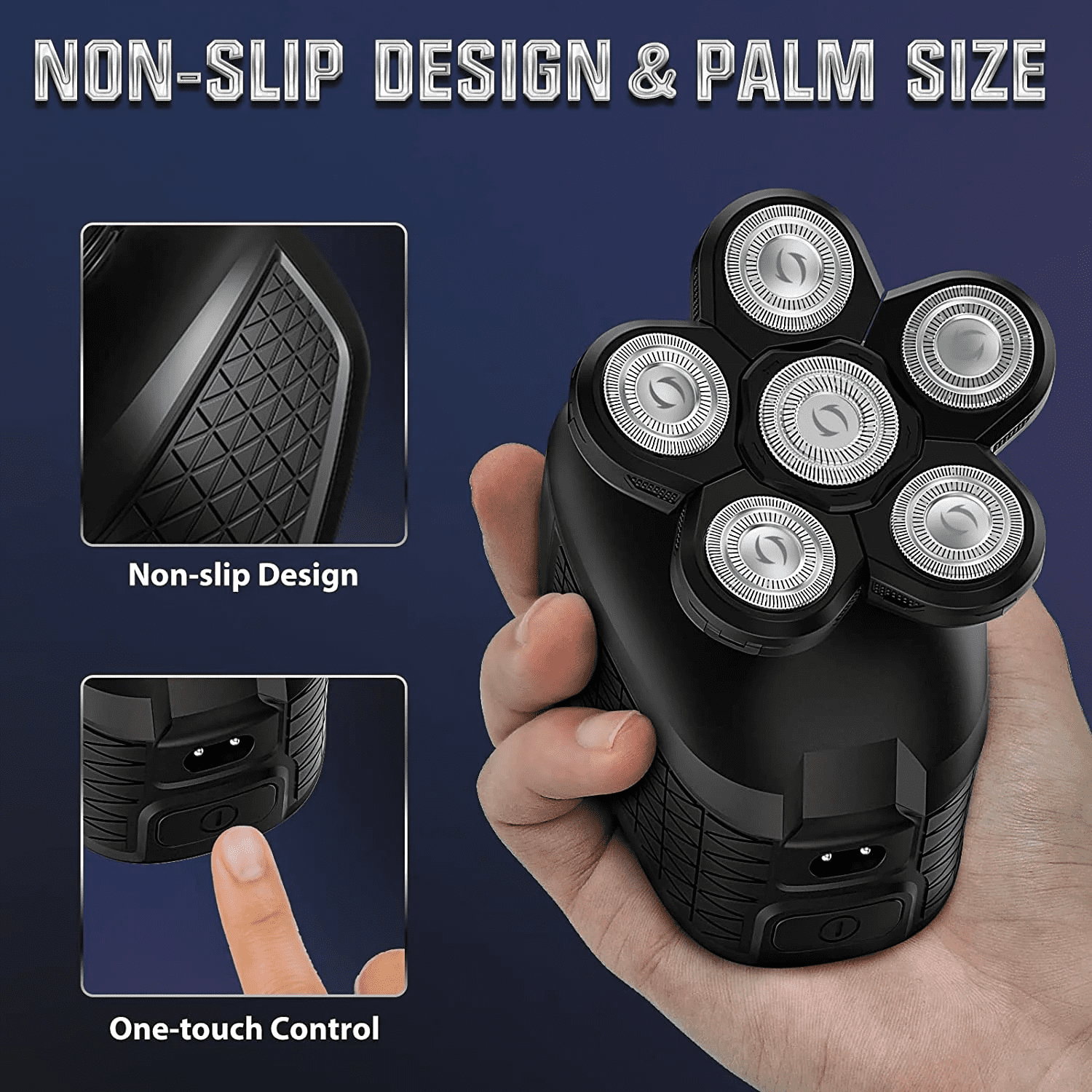MAX-T 5-in-1 Head Shaver for Bald Men, 6D Floating Heads, Waterproof Wet/Dry Shower Shave, LED Display, 90min Runtime, Grooming Kit, Gift for Men