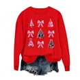 thumbnail image 6 of Craaazy Christmas Long Sleeve Shirts For Women Christmas Tree and Bow Cute Xmas Shirts Round Neck Sweatshirt Santa Pullover Snowman Sweatshirts Womens Tops, 6 of 6