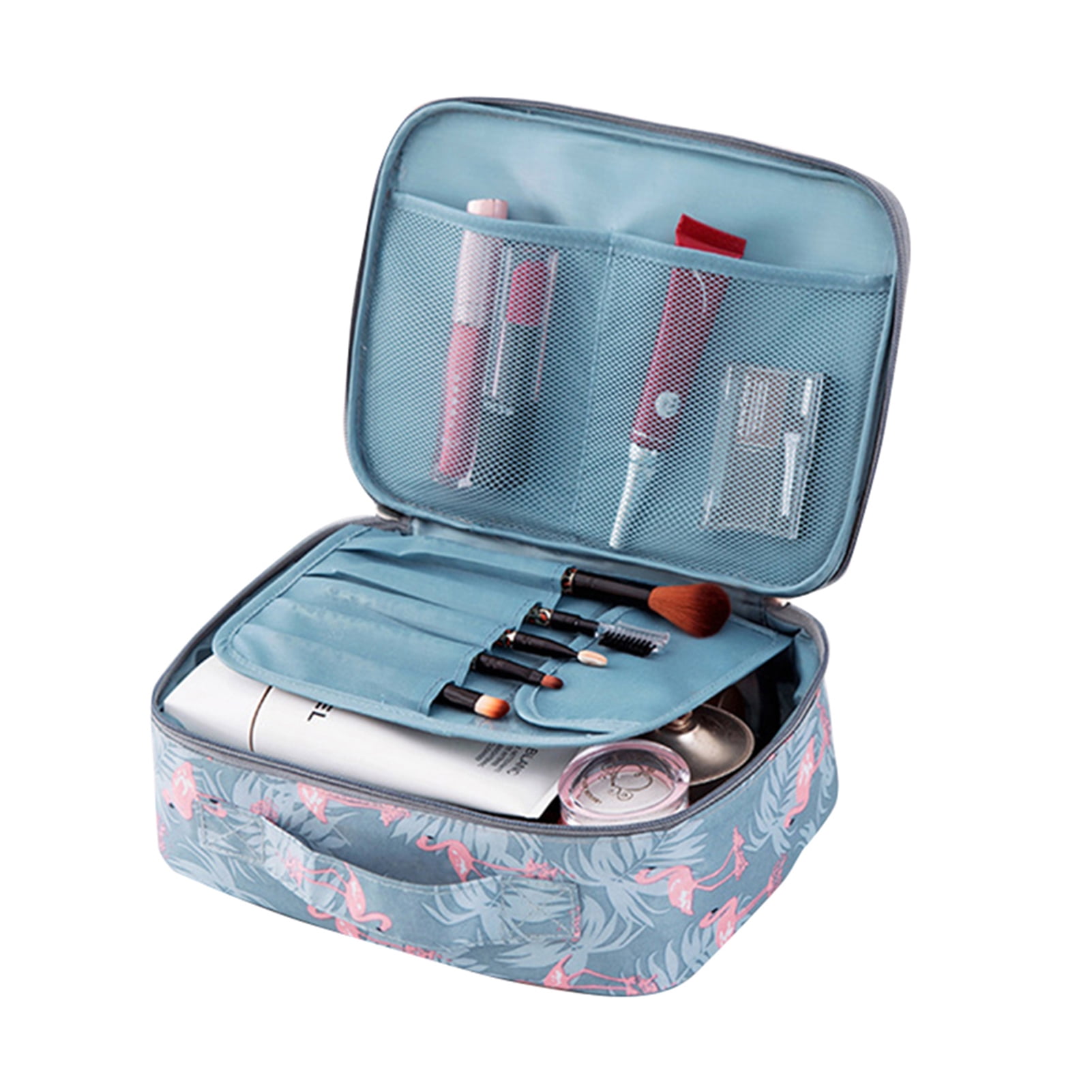 VEAREAR Portable Foldable Floral Print Makeup Brushes Holder Storage Pouch  Cosmetic Bag 