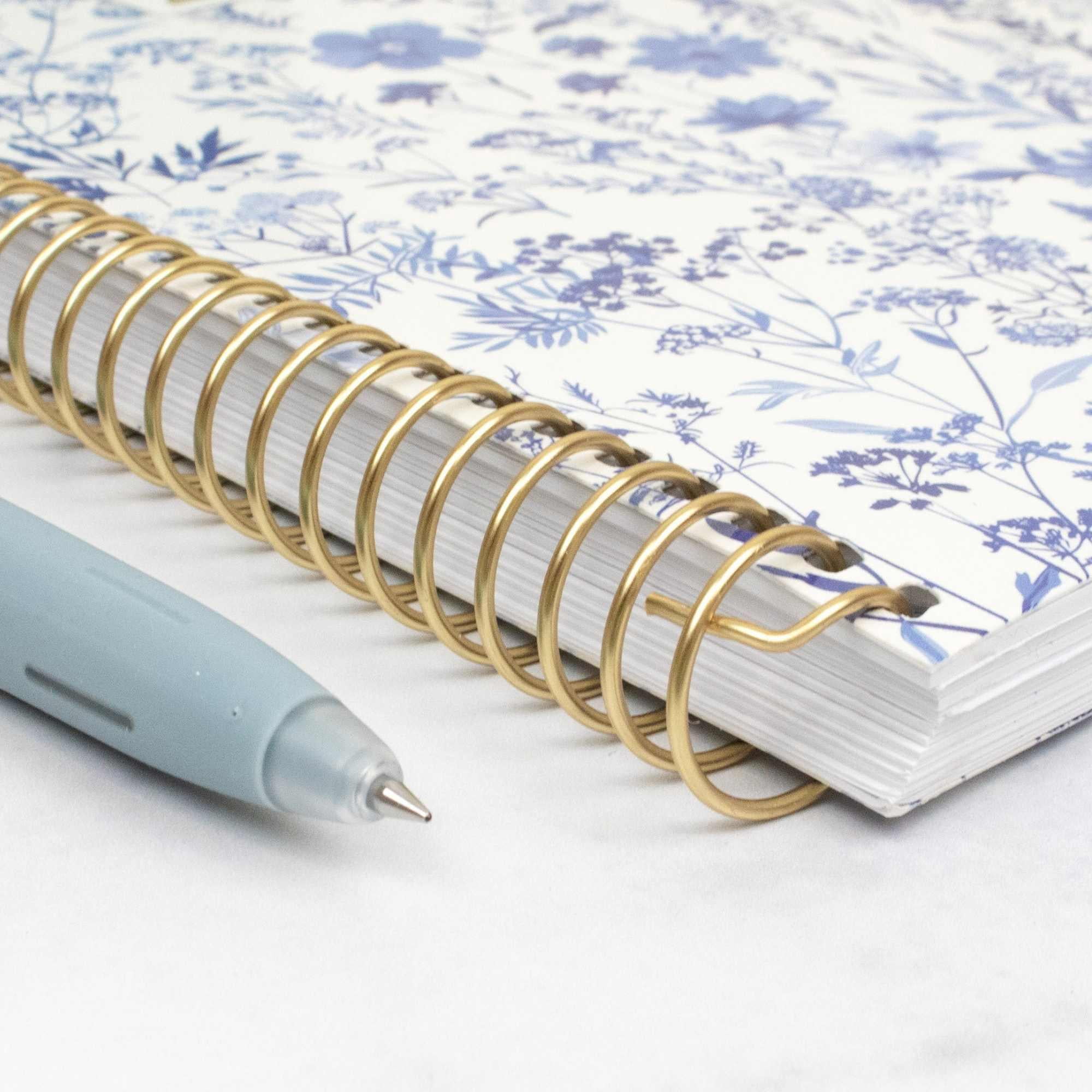 bloom daily planners 2026-2027 Academic Planner, 13 Month Monthly & Weekly Soft Cover, 5.5" x 8.25", Stickers Included, Blue & White Floral