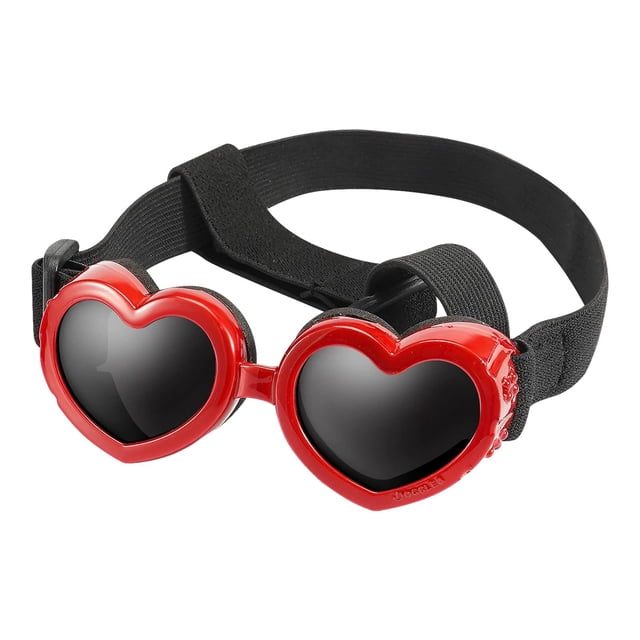 Gafas de sol para perros Sunnimix con correa Forma de corazón antivaho protección ocular rojo