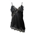 thumbnail image 6 of Women Lace Trendy Trim Satin Tank Top V Neck Silk Sexy Camisole Tops Asymmetrical Backless Spaghetti Strap Cami Tops Casual Summer Outfits Womens Tops Date Night Slip Dresses Black XXL, 6 of 6