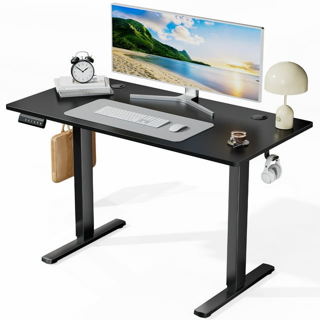 EDX Electric Adjustable Height Sit Standing Desk, 48 x 24 inch Splice Board for Home Office, Black