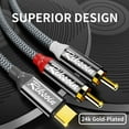 thumbnail image 3 of USB C to 2 RCA Audio Cable, 1.9 Ft Type-C to RCA Male to Male Y RCA Splitter, 2RCA Jack USB-C Audio Cable for Phone,Tablet, Home Theater, DVD, Amplifier, Speaker, Car Stereo, 3 of 6