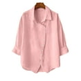 thumbnail image 4 of BXINGOHAI Button Down Shirts for Women Dress Shirts Cotton Long Sleeve Collared Blouse Work Business Casual Tops Pink 2XL, 4 of 6