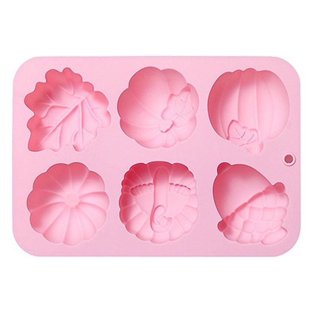 Cortador de galletas XHXGZ con 6 calabazas, bellotas, hojas, pavos y temática otoñal. Bandeja de gel de sílice para hornear. Molde para tartas y alimentos complementarios. Cortadores de galletas.