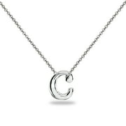 DESIGNS BY FMC C Letter Initial Alphabet 925 Silver Necklace, 15 inches with extender