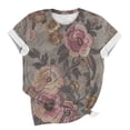 thumbnail image 4 of Blmnix Women Blouses Summer Cotton Pullover Vintage T-Shirts Gray Short Sleeve Crew Neck Hawaiian Shirts for Women,XXL, 4 of 6
