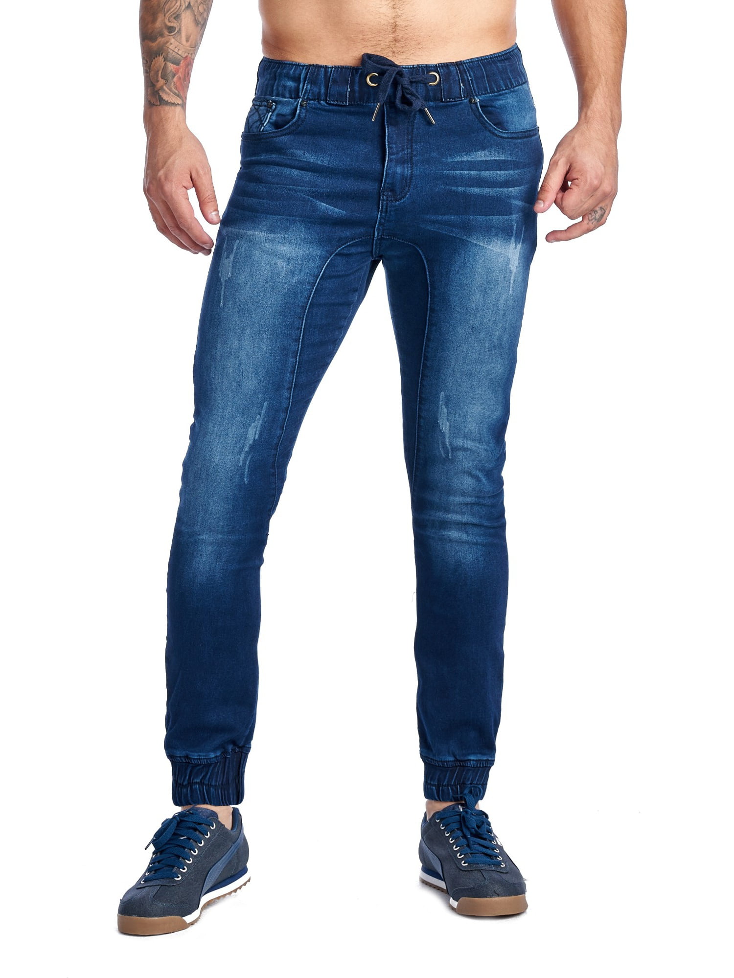A Jeans Men's Denim Pant Jogger Styling Slim Fit 42124C Dark Blue Large ...