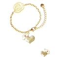 thumbnail image 2 of Delight Jewelry Two-tone Nurse's Prayer Heart - Healing Hand Gold-tone Flower Link Chain Bracelet, 6.75"+2" Extender, 2 of 4
