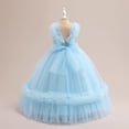thumbnail image 4 of adviicd Robe de Demoiselle d'Honneur Robes pour Filles Manches Courtes Ample Décontractée Robe Longue Midi à Volants Bleue, 12 Ans, 4 of 4