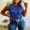 Blue, variant on CHICME Rhinestone Tank Tops For Women Solid Color Ribbed Crew Neck Sleeveless Basic Vest Slim Fit Party Y2K Womens Sparkly Top Black-S