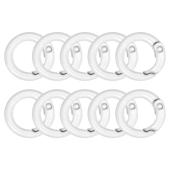 O Ring Clip, 10Pcs 20mm - Zinc Alloy Colorful Spring O Rings, Round Gate Clip Snap Clasp Hooks Trigger Buckles for Bag Purse Handbag Keychains DIY Accessory (White)