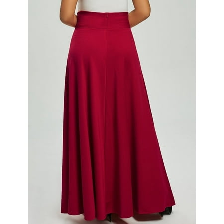Women's High Waist Pleated Skirt Solid Color Maxi Skirts | Walmart Canada