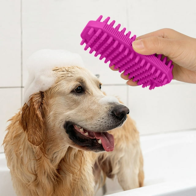 Pet Rubber Shampoo Brush Suitable For Long-haired And Short-haired Small And Large Pet Dogs And Cats Shower Shampoo Brush Dog Back Massagers