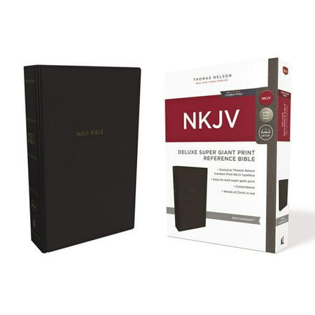 NKJV, Deluxe Reference Bible, Super Giant Print, Imitation Leather, Black, Red Letter Edition, Comfort