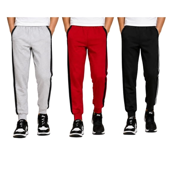Pro Athlete Boys Sweatpants - 3 Pack Active Performance Fleece Jogger Pants for Kids (8-20)