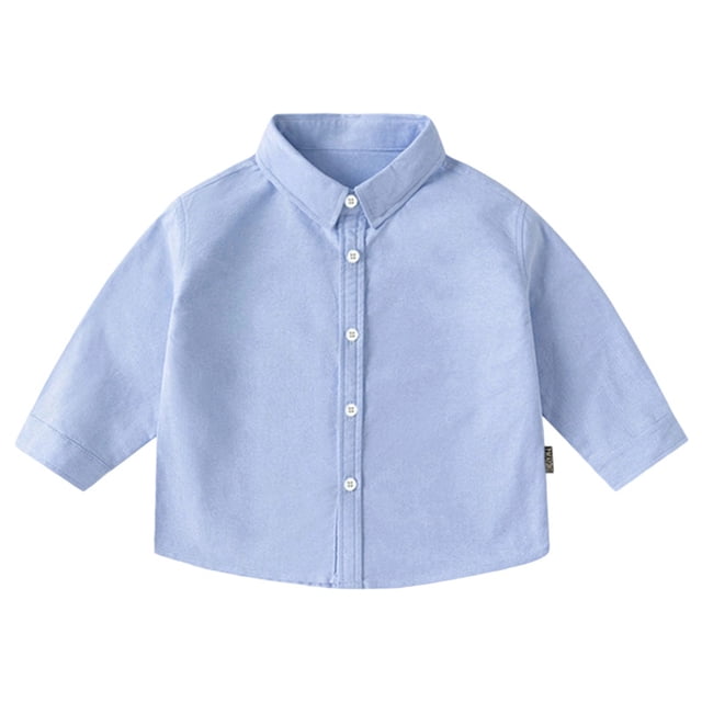 SUXIAN Boys Button up Shirt Spring and Autumn Children's Large Sized Collared Snap Down Colored Long Sleeved Shirts Boys Button Down Shirt Long Sleeve Light Blue 3-4 Years