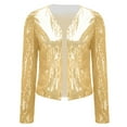 thumbnail image 5 of TTUHYWXI Women's Sequin Jacket Long Sleeve Open Front Blazer Glitter Sparkly Coat Party Casual Cardigan (Gold, L), 5 of 6