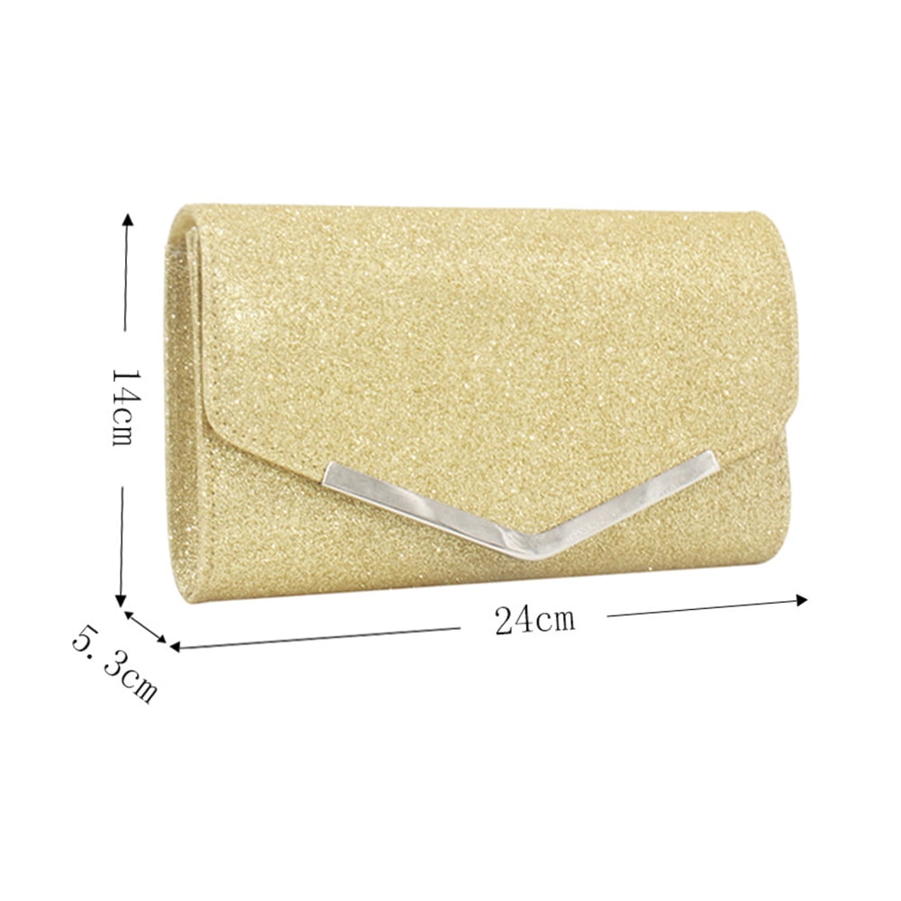 Women's Elegant Evening Clutch Envelope Prom Handbag Wedding Purse,Gold