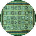 thumbnail image 1 of Ahgly Company Indoor Round Abstract Turquoise Blue Modern Area Rugs, 5' Round, 1 of 4
