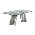 thumbnail image 3 of Clear Glass Dining Set with Table and 6 Gray Velvet Chairs, 3 of 4