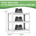 thumbnail image 3 of Garage Adjustable Storage Shelves, 3 Tier, Heavy Duty, 31" H*34.5" W*19.5" D, White, 3 of 6