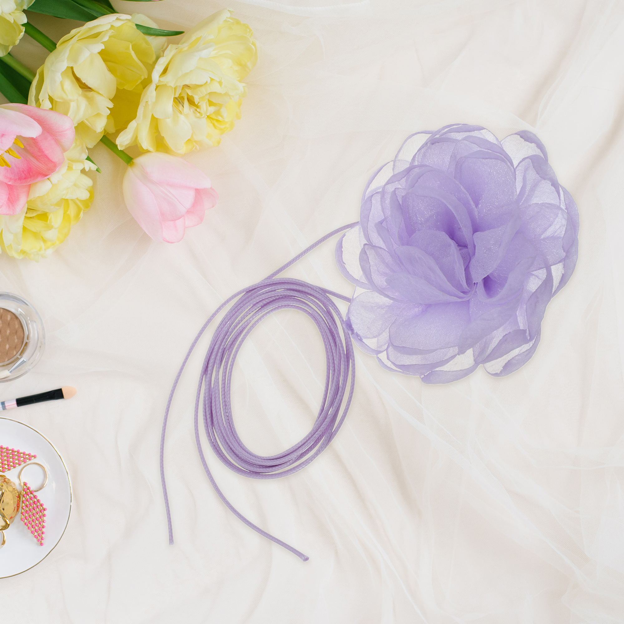 Unique Bargains Rose Choker Necklace 1Pc Purple