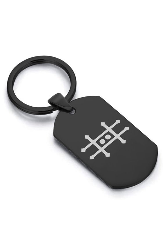 Stainless Steel Zinc Alchemy Symbol Dog Tag Keychain Circle Ring
