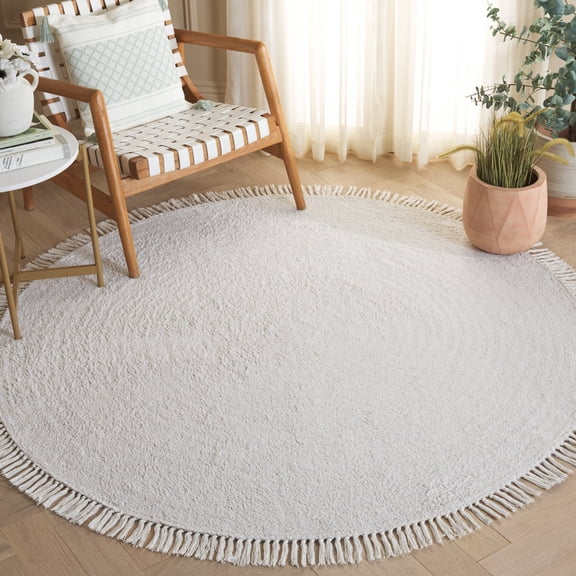 Safavieh Easy Care Frosina Solid Area Rug, Ivory, 5' x 5' Round