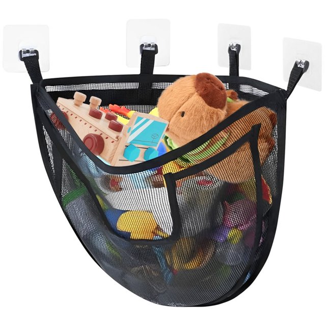 CHUANK Mesh Bath Toy Holder with Bottom Zipper Hanging Toy Organizer Shower Caddy 2 Pack White