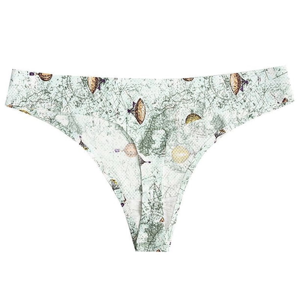 Gibobby Paquete de Tanga para dama Ropa interior de bragas de tanga de mujer con estampado transpirable para mujer(Verde de menta,G)