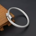 thumbnail image 1 of HOOUN Bracelet Manchette en Acier Inoxydable Argenté pour Hommes Punk Rétro Bijou Cadeau, 1 of 3