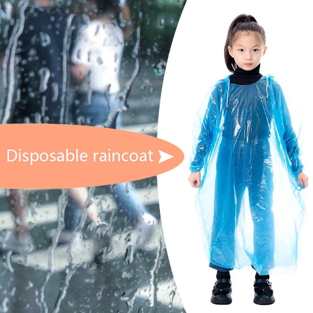 Ponchos de lluvia desechables con capucha con cordón y mangas Equipo de lluvia de emergencia para niños