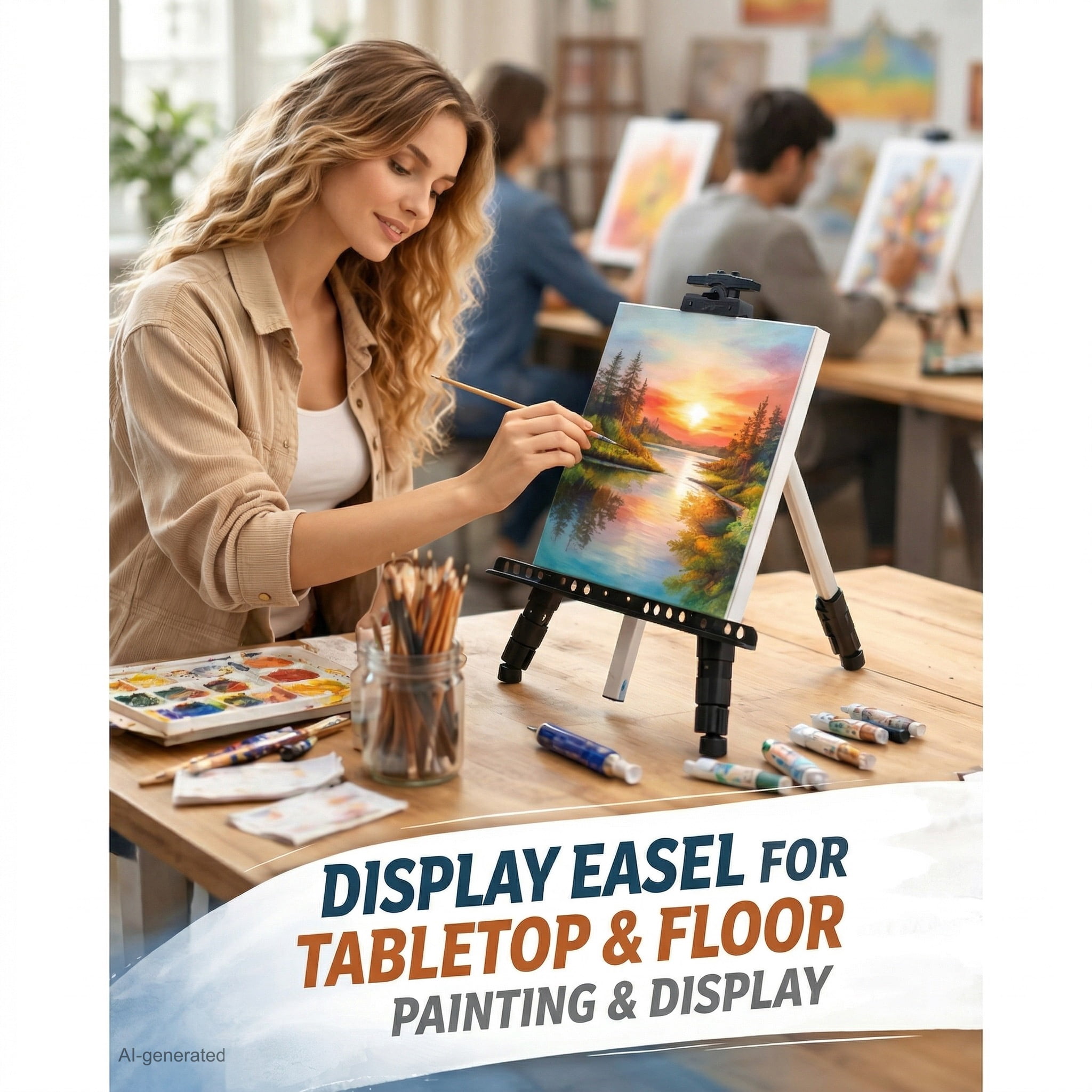 MXG Portable Display Painting Easel Stand,17-61 Inch Height Adjustable Aluminum Art Easel with Bag for Tabletop & Floor Drawing or Displaying,Silvery
