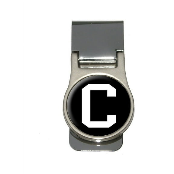 Letter C Initial Black White Money Clip