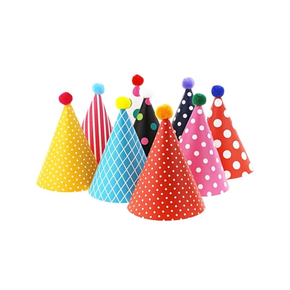 1set 11pcs Birthday Party Cone Hat Bubble Ball Cute Cake Cone Birthday Paper Hat Cute Crown Adult Birthday Party Hat