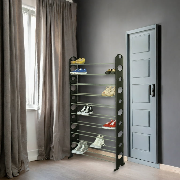 Home Basics 50 Pair Metal Shoe Rack Black