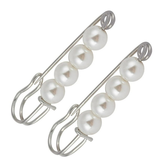 Broche de Alfileres de Seguridad para Mujer, Broches para Chal de Suéter, Broches de Perlas de Imitación, 6 Estilos , blanco Yinane Pasador de seguridad grande