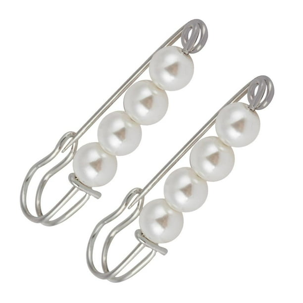 Broche de Alfileres de Seguridad para Mujer, Broches para Chal de Suéter, Broches de Perlas de Imitación, 6 Estilos , blanco Yinane Pasador de seguridad grande