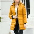thumbnail image 3 of Defitshape Women's Winter Quilted Jacket Fall Outerwear Long Thick Long Sleeve Casual Zipper Above Knee Length Yellow Medium, 3 of 4